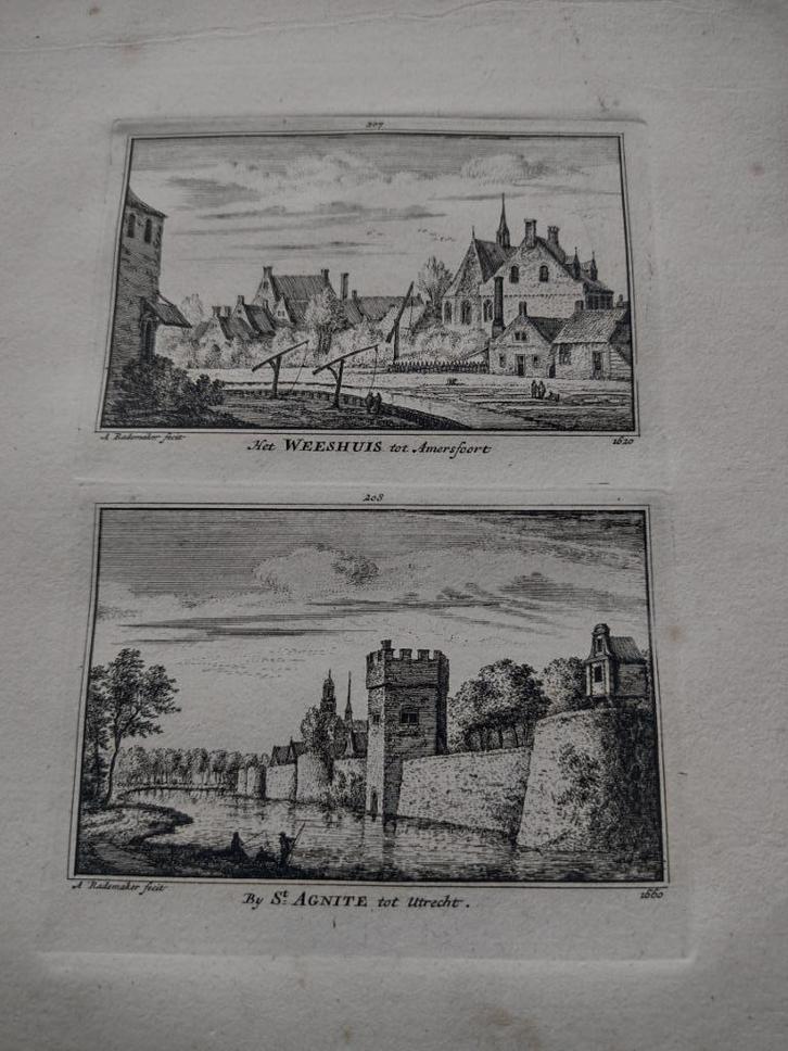 207/208 Amersfoort en Utrecht Weeshuis en St. Agnite dl 3, Antiek en Kunst, Kunst | Etsen en Gravures, Ophalen of Verzenden