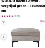 Woood Arwin hocker gezocht, Huis en Inrichting, Banken | Voetenbanken en Poefen, Zo goed als nieuw, Ribstof grijs, Stof, Rechthoekig