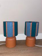 Set van 2 DIY Nachtkastlampjes, Huis en Inrichting, Lampen | Tafellampen, Ophalen of Verzenden, Zo goed als nieuw, Stof, Minder dan 50 cm