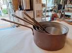Set van 5 stuks koperen pannen uit Frankrijk,  steelpan, Ophalen