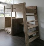 Steigerhouten Hoogslaper met Bureau en zitje kinderkamer, Ophalen, Gebruikt, Eenpersoons, 200 cm