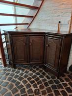 Vintage hoekkast - donkerbruin met rotan details, Huis en Inrichting, Kasten | Overige, Ophalen, Gebruikt