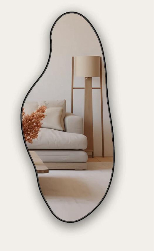 Organische spiegel ovaal – Luxe zwart design 180x80 cm, Huis en Inrichting, Woonaccessoires | Spiegels, Zo goed als nieuw, Minder dan 50 cm