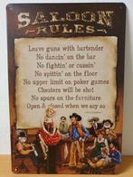Saloon rules leave guns reclamebord van metaal wandbord, Nieuw, Ophalen of Verzenden