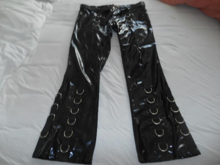 Leren pu glans broek / pantalon met ringen, Kleding | Heren, Broeken en Pantalons, Nieuw, Maat 56/58 (XL), Zwart, Verzenden
