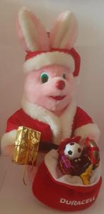 Duracell Kerstman Konijn bewegend met muziek! ca. 37,5cm, Verzamelen, Merken en Reclamevoorwerpen, Ophalen of Verzenden, Gebruikt