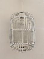 007 - Wit Rieten Hanglamp Rotan Met Strijkijzersnoer, Ophalen of Verzenden, Gebruikt, Metaal, Minder dan 50 cm