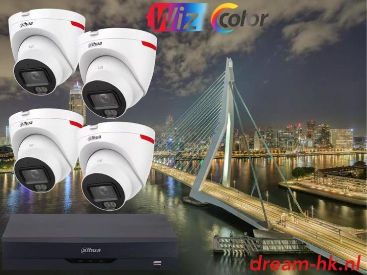 8MP Dahua WizColor WizSense camera set/NVR + 4x camera's, Audio, Tv en Foto, Videobewaking, Nieuw, Buitencamera, Ophalen of Verzenden