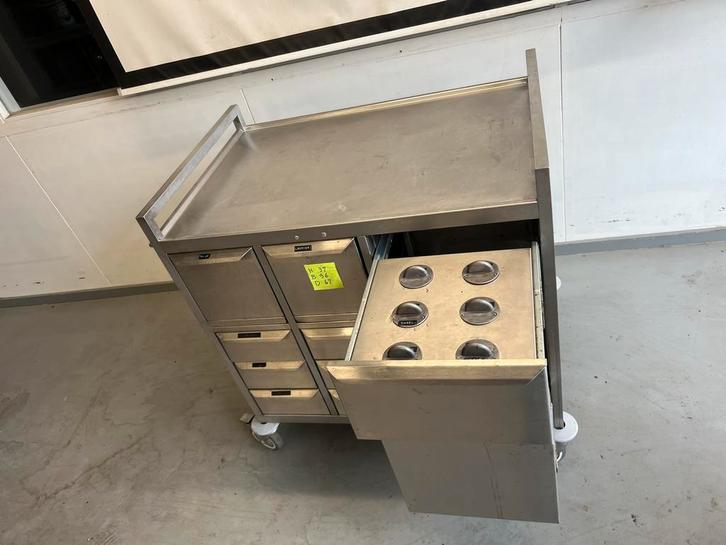 RVS Serveerwagen met Lades trolly profesionele kueken horeca, Huis en Inrichting, Keuken | Keukenbenodigdheden, Gebruikt, Ophalen
