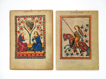 2 Middeleeuwse prenten naar De Codex Manesse beschikbaar voor biedingen