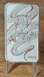 1 oz Perth Mint zilver rectangle dragon 2025 in capsule, Ophalen of Verzenden, Zilver