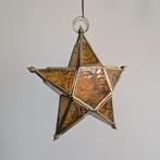 Gele glas in lood style raam hanger in de vorm van een ster, Diversen, Kerst, Ophalen of Verzenden, Zo goed als nieuw