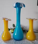 3 mondgeblazen solifleur vazen, izgst,Polisch art glass, Huis en Inrichting, Overige kleuren, Ophalen of Verzenden, Minder dan 50 cm