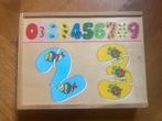 Wooden puzzle: numbers from 0 to 9 age 2+, Ophalen of Verzenden, Meer dan 50 stukjes, Zo goed als nieuw