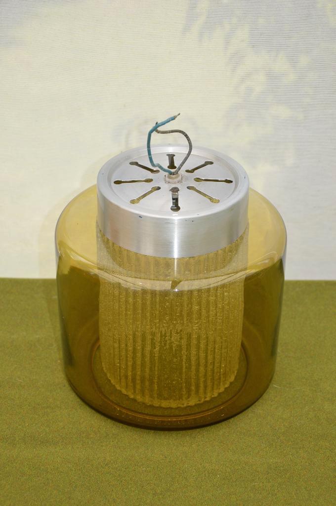 vintage B -1264 Raak plafonniere/ plafondlamp geelkleur glas, Huis en Inrichting, Lampen | Plafondlampen, Gebruikt, Glas, Metaal