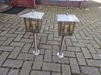 RVS staande tuinlampen 2x, Ophalen, Gebruikt, Rvs, Minder dan 50 watt