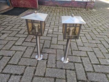RVS staande tuinlampen 2x beschikbaar voor biedingen