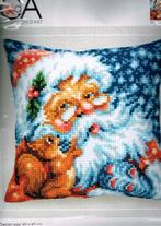 Cado cda borduurpakket kussen santa met eekhoorn, Hobby en Vrije tijd, Borduren en Borduurmachines, Ophalen of Verzenden, Nieuw