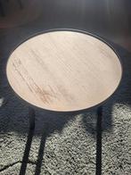 Zwart bijzettafeltje met houten blad, Ophalen, Zo goed als nieuw, Hout