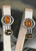 Zilveren vintage oorstekers met barnstenen, Ophalen of Verzenden, Zo goed als nieuw, Zilver