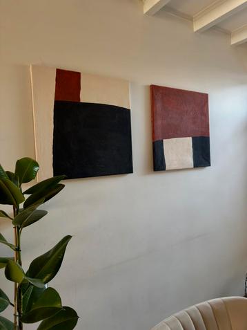 Set van 2 schilderijen (65x65cm elk) beschikbaar voor biedingen