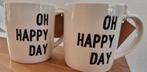 2x mok of beker van Gusta met de tekst: Oh happy day - NIEUW, Ophalen of Verzenden, Nieuw, Overige stijlen, Overige typen
