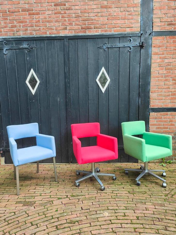Bureau/Vergaderstoelen - Set van 3, Huis en Inrichting, Stoelen, Zo goed als nieuw, Drie, Metaal, Stof, Overige kleuren, Ophalen