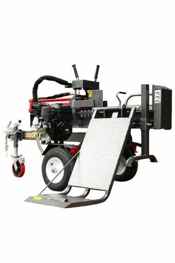 30 ton horizontale houtklover met benzinemotor en houtlift ( beschikbaar voor biedingen