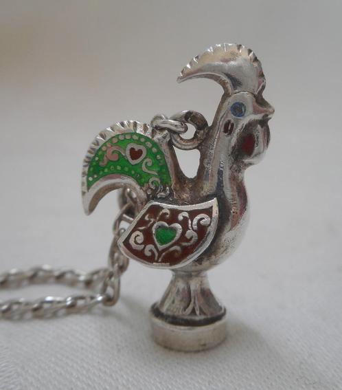 Zilveren ketting met Portugese haan nr.1005, Sieraden, Tassen en Uiterlijk, Kettingen, Zo goed als nieuw, Zilver, Zilver, Met hanger