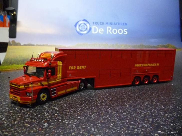 WSI Scania 143 Torpedo met veetrailer Companjen, Hobby en Vrije tijd, Modelauto's | 1:50, Nieuw, Bus of Vrachtwagen, Wsi, Verzenden