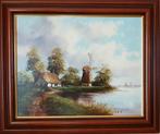 Olieverf Schilderij Hollands Landschap Gesigneerd, Antiek en Kunst, Ophalen of Verzenden