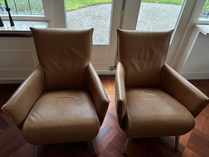 Leren fauteuils van het merk Label, Huis en Inrichting, Fauteuils, Gebruikt, Leer, 50 tot 75 cm, 75 tot 100 cm, Ophalen of Verzenden