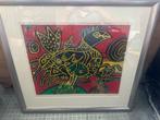 Corneille Zeefdruk Ingelijst en Gesigneerd - Kleurrijk Kunst, Antiek en Kunst, Kunst | Litho's en Zeefdrukken, Ophalen of Verzenden