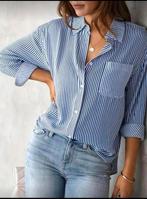 Blauw wit gestreepte blouse, Blauw, Maat 42/44 (L), Ophalen of Verzenden, Zo goed als nieuw