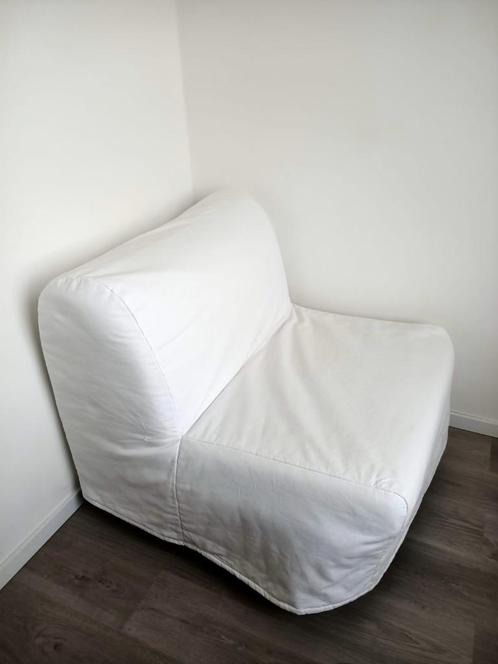 Fauteuil slaapbank – wit, voor één persoon, Huis en Inrichting, Slaapkamer | Slaapbanken, Gebruikt, 90 cm, 200 cm, Eenpersoons