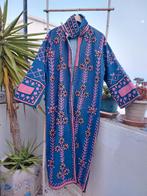 Handgemaakte lange katoenen Suzani jas uit India, one size, Handgemaakt, Verzenden, Nieuw, Blauw