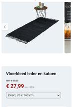 Zwart kleed met leren stukken 140x70, Ophalen, Nieuw, Zwart, Rechthoekig