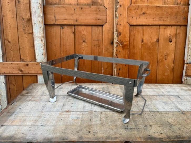 Onderstel chafing dish opvouwbaar met onderplaat SET PRIJS, Huis en Inrichting, Keuken | Keukenbenodigdheden, Gebruikt, Ophalen of Verzenden