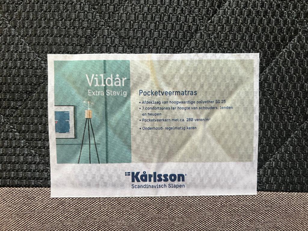 2x Pocketveermatras extra stevig Karlsson, Ophalen, Eenpersoons, Zo goed als nieuw, 80 cm