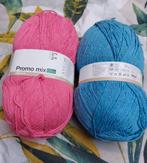 2 grote promo bollen wol, blauw en rose, Hobby en Vrije tijd, Breien en Haken, Ophalen of Verzenden, Nieuw, Breien of Haken, Wol of Garen