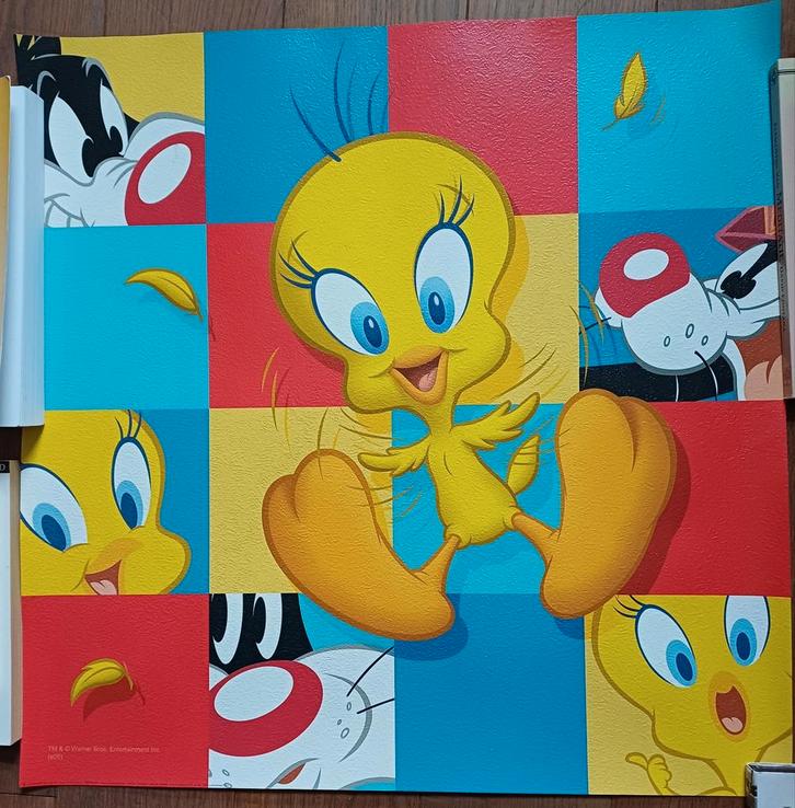 Nieuw Tweety & Sylvester 49 x 49 cm, dikker papier., Huis en Inrichting, Woonaccessoires | Schilderijen, Tekeningen en Foto's