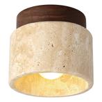 Travertin Plafondlamp met Houten Accent, Ophalen of Verzenden, Nieuw, Hout