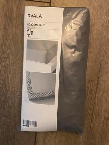 IKEA DVALA Hoeslaken 80x200x26 cm - Grijs beschikbaar voor biedingen