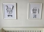 Luxe schilderijen babykamer wit/grijs -  Caramella € 50 p.s., Kinderen en Baby's, Kinderkamer | Inrichting en Decoratie, Ophalen