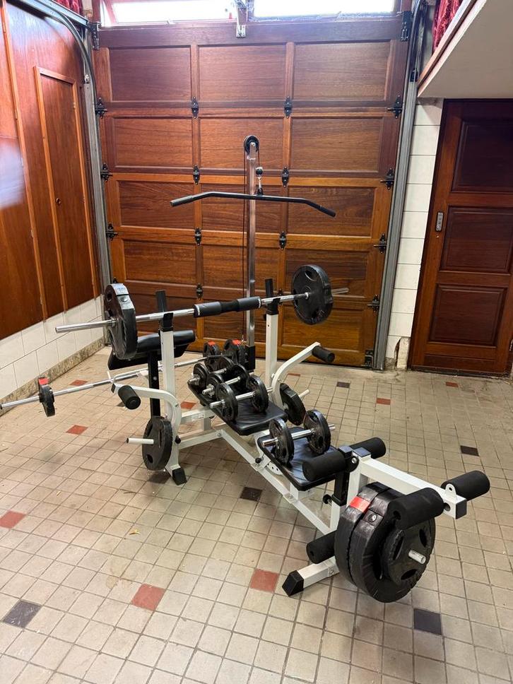 Compleet Krachtstation met Gewichten, Sport en Fitness, Fitnessapparatuur, Gebruikt, Krachtstation, Armen, Metaal, Ophalen