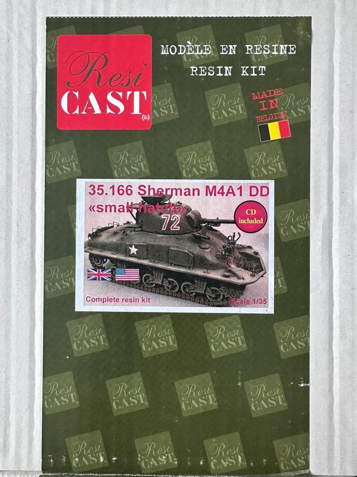 Resicast 1/35 Sherman M4A1 DD “small hatch”, Hobby en Vrije tijd, Modelbouw | Auto's en Voertuigen, Zo goed als nieuw, Tank, 1:32 tot 1:50