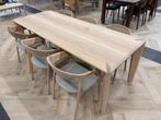 Eiken tafel 220x85cm i.c.m. 6 eiken Artisan stoelen