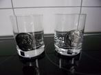 Vintage Wiskey Glazen Bagerei met tinnen muntafbeelding erop, Verzamelen, Glas en Borrelglaasjes, Ophalen of Verzenden, Zo goed als nieuw