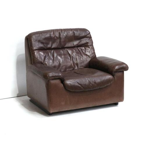 Vintage De Sede fauteuil jaren '60 '70 leer midcentury, Huis en Inrichting, Fauteuils, Gebruikt, Leer, 50 tot 75 cm, Minder dan 75 cm