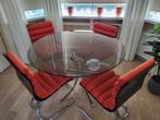 Vintage design eethoek, Huis en Inrichting, Tafels | Eettafels, Gebruikt, Rond, Glas, Vier personen